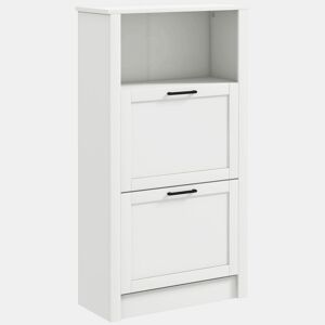 HOMCOM Sapateira Estreita com 2 Portas Sapateira para Entrada com Prateleiras Ajustáveis e Compartimento Aberto para 10 Pares de Sapatos 58x24x105 cm Branco