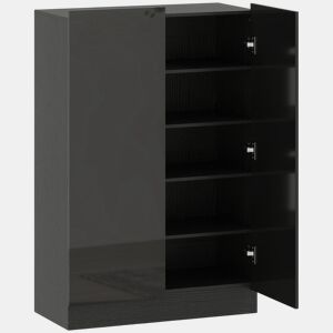 HOMCOM Sapateira de 2 Portas com Acabamento Brilhante e Fecho Suave, Sapateira para Entrada com Prateleiras Ajustáveis, Orifícios de Ventilação, Preto, para 20 Pares de Sapatos, 72x34,5x103 cm