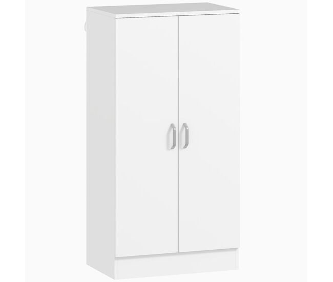 Homcom zapatero de 2 puertas, zapatero entrada recibidor con 6 estantes ajustables, para 14 pares de zapatos, 55x35x108 cm, blanco