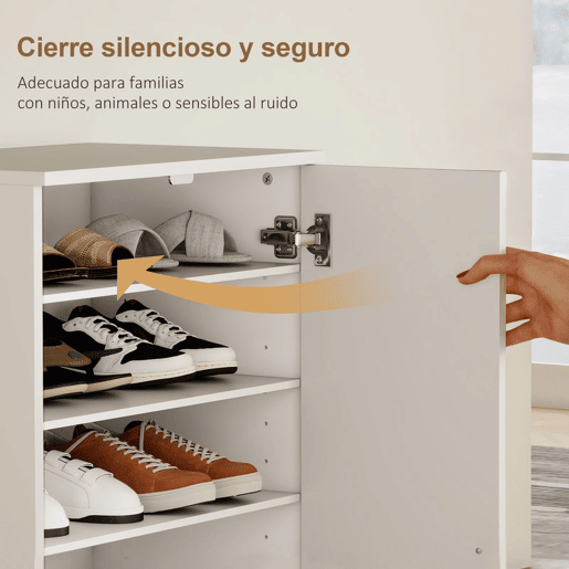 HOMCOM Sapateira de 2 Portas Sapateira para Entrada com 6 Prateleiras Ajustáveis para 14 Pares de Sapatos 55x35x108 cm Branco