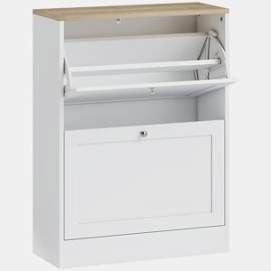 HOMCOM Sapateira Estreita com 2 Portas Sapateira para Entrada com Prateleiras Ajustáveis para 12 Pares de Sapatos 60x24x80 cm Branco
