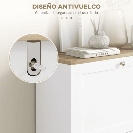 HOMCOM Sapateira Estreita com 2 Portas Sapateira para Entrada com Prateleiras Ajustáveis para 12 Pares de Sapatos 60x24x80 cm Branco