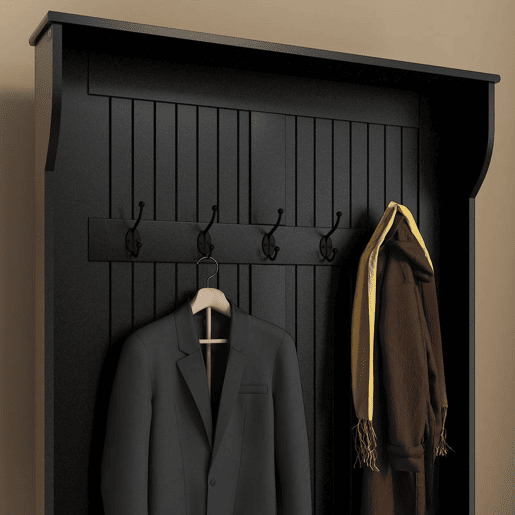 HOMCOM Móvel Cabide de Entrada com Banco Armário de Entrada com Cabide 5 Ganchos e Espaço de Armazenamento 96x34x179,7 cm Preto