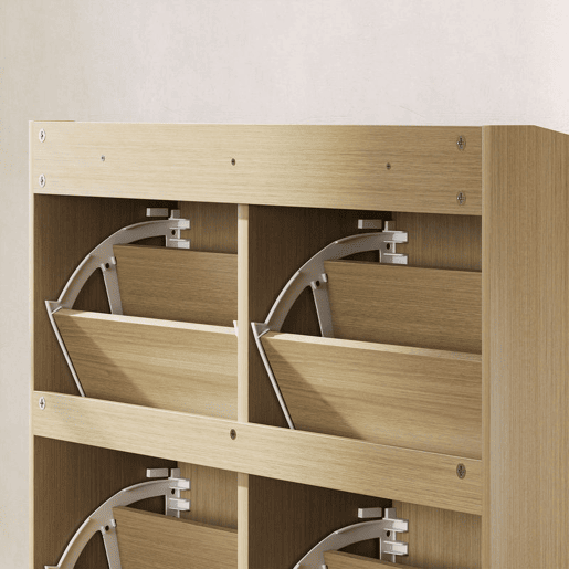 HOMCOM Sapateira Estreita com 4 Portas de Vime Sapateira para Entrada com Prateleiras Ajustáveis para 16 Pares de Sapatos para Espaços Reduzidos 104,5x24x88 cm Madeira
