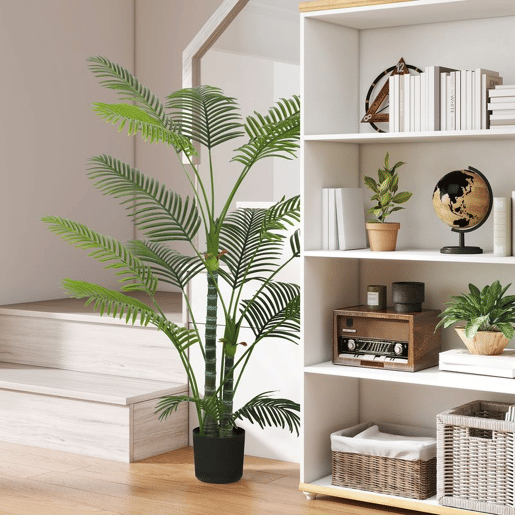 HOMCOM Planta Artificial Decorativa 170 cm Palmeira Artificial com Vaso e Folhas para Interior Casa Sala Escritório Verde