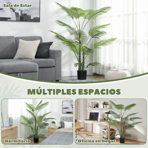 HOMCOM Planta Artificial Decorativa 170 cm Palmeira Artificial com Vaso e Folhas para Interior Casa Sala Escritório Verde