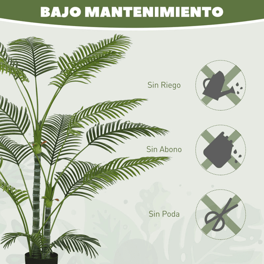 HOMCOM Planta Artificial Decorativa 170 cm Palmeira Artificial com Vaso e Folhas para Interior Casa Sala Escritório Verde