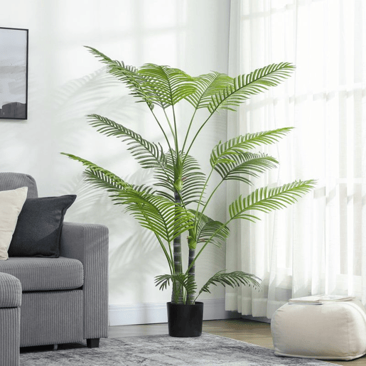 HOMCOM Planta Artificial Decorativa 170 cm Palmeira Artificial com Vaso e Folhas para Interior Casa Sala Escritório Verde