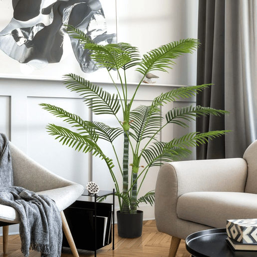 HOMCOM Planta Artificial Decorativa 170 cm Palmeira Artificial com Vaso e Folhas para Interior Casa Sala Escritório Verde