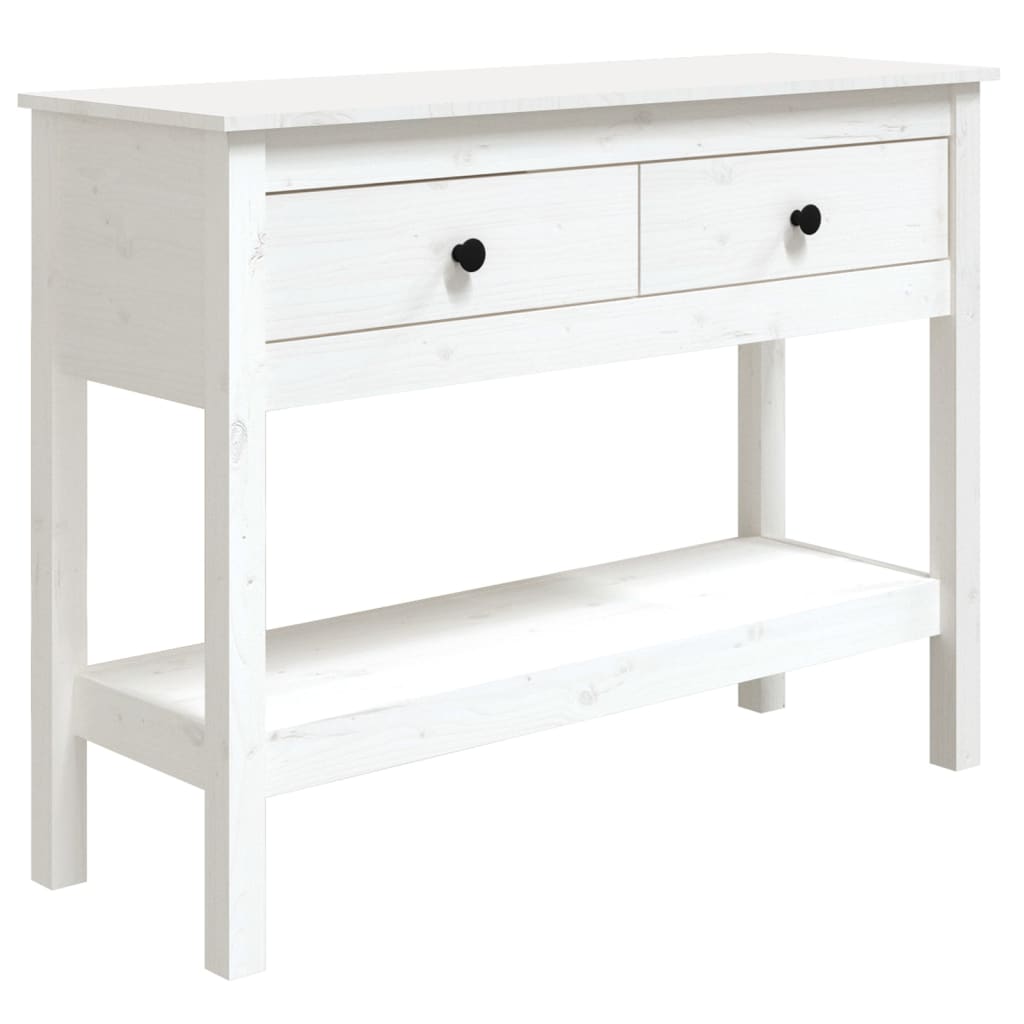 Mesa consola - mesa de entrada de madera maciza de pino blanco 100x35x75 cm