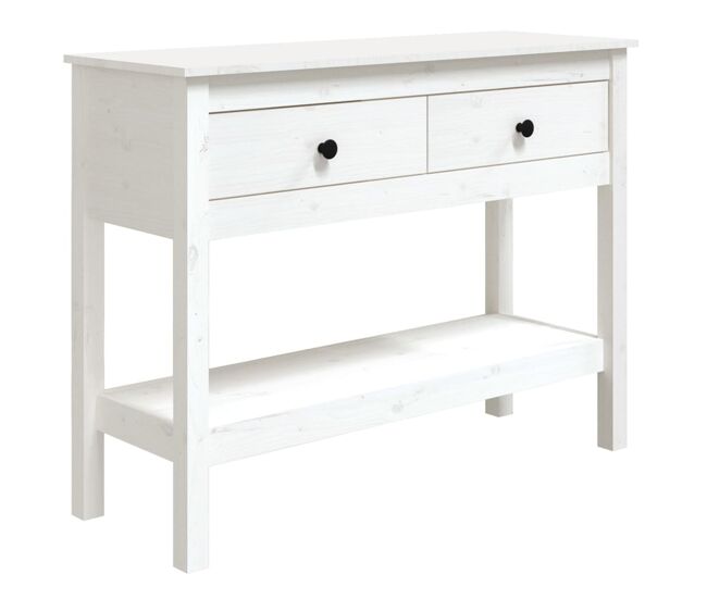 Mesa consola - mesa de entrada de madera maciza de pino blanco 100x35x75 cm