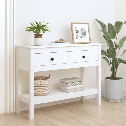 Mesa Consola - Mesa De Entrada 100x35x75 cm pinho maciço branco