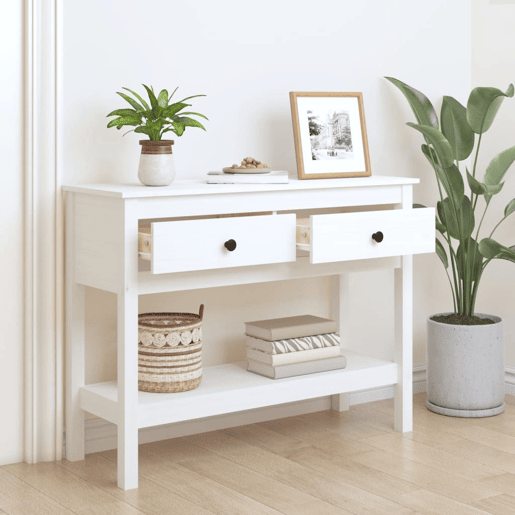 Mesa Consola - Mesa De Entrada 100x35x75 cm pinho maciço branco
