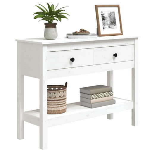 Mesa Consola - Mesa De Entrada 100x35x75 cm pinho maciço branco