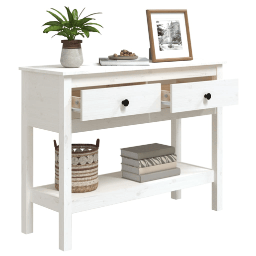 Mesa Consola - Mesa De Entrada 100x35x75 cm pinho maciço branco