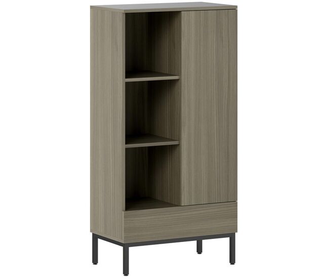 Homcom aparador 1 puerta aparador para salón moderno con cajón estante ajustable y 3 compartimentos abiertos para comedor entrada dormitorio 60x34x121