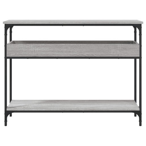 Mesa Consola - Mesa De Entrada c prateleira derivados de madeira cinzento sonoma