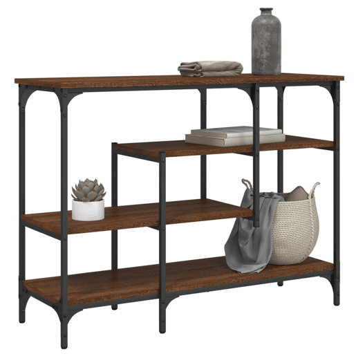 Mesa Consola - Mesa De Entrada c prateleiras 100x35x75 cm carvalho castanho