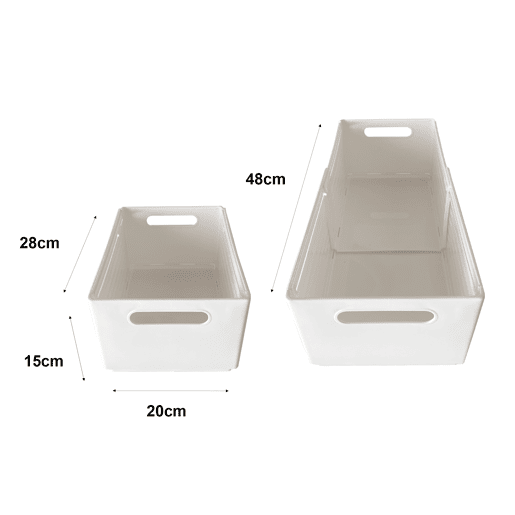 Organizador de Cozinha Expansível em Polipropileno u2013 Medidas: 10x28-48x8 cm e 20x28-48x15 cm u2013 Ideal para Gavetas e Bancadas u2013 Branco u2013 Marca Nyana Home