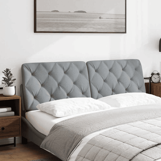 Almofadão de Cabeceira - Cabeceira de cama 160 cm tecido cinzento-claro