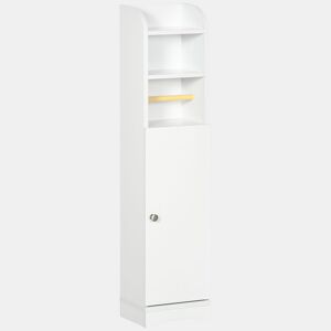 kleankin Armário Casa de Banho Armário Auxiliar Casa de Banho com Prateleira Ajustável e Suporte para Papel Higiênico 23x18x100 cm Branco