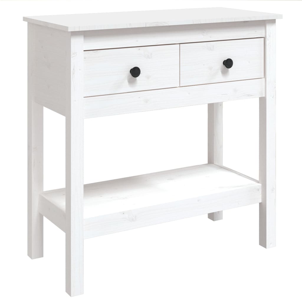 Mesa consola - mesa de entrada de madera maciza de pino blanco 75x35x75 cm