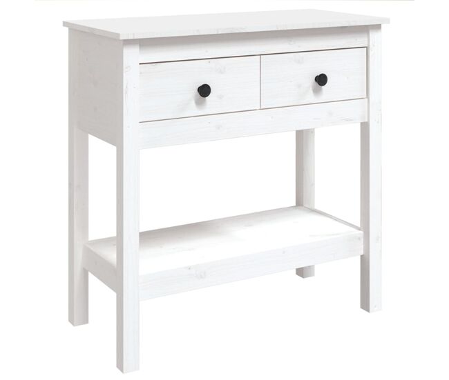 Mesa consola - mesa de entrada de madera maciza de pino blanco 75x35x75 cm