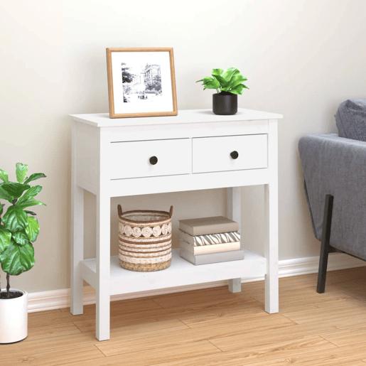Mesa Consola - Mesa De Entrada 75x35x75 cm pinho maciço branco