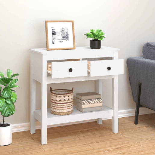 Mesa Consola - Mesa De Entrada 75x35x75 cm pinho maciço branco