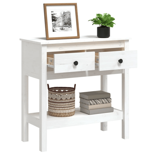 Mesa Consola - Mesa De Entrada 75x35x75 cm pinho maciço branco