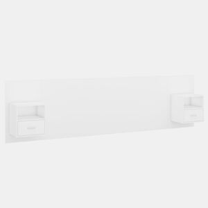 Cabeceira - Cabeceira de cama cama + armários madeira processada branco