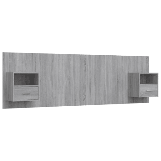 Cabeceira - Cabeceira de cama cama + armários madeira processada sonoma cinzento
