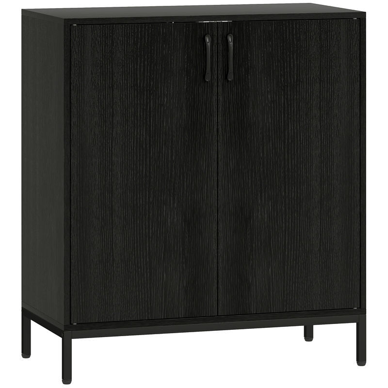 Homcom aparador para salón con 2 puertas, aparador de cocina moderno, estante ajustable y base elevada, para comedor, pasillo, dormitorio, 80x40x90 cm, negro