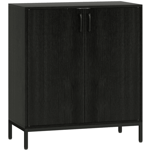 HOMCOM Aparador para Sala de Estar com 2 Portas Moderno Prateleira Ajustável e Base Elevada para Sala de Jantar Corredor Quarto, 80x40x90 cm Preto