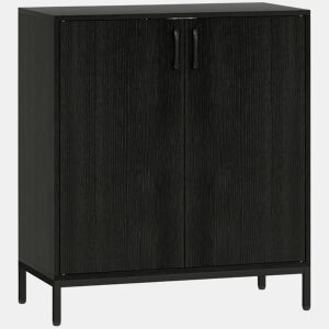 HOMCOM Aparador para Sala de Estar com 2 Portas Moderno Prateleira Ajustável e Base Elevada para Sala de Jantar Corredor Quarto, 80x40x90 cm Preto