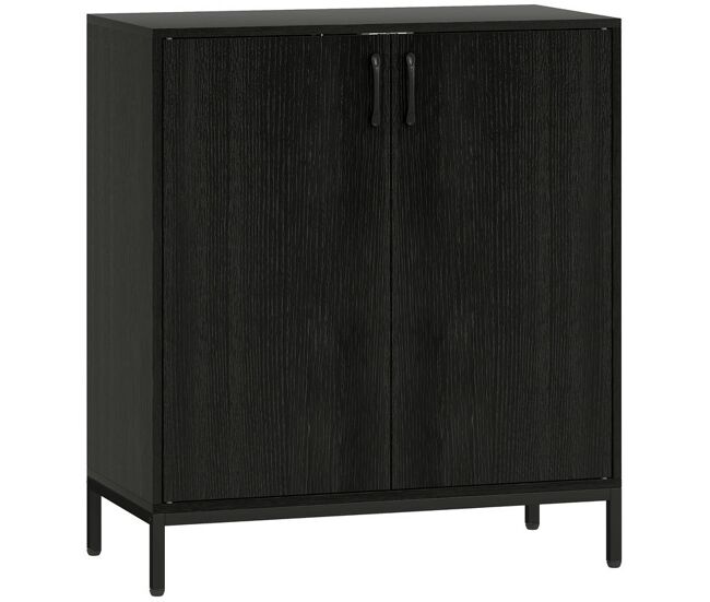 Homcom aparador para salón con 2 puertas, aparador de cocina moderno, estante ajustable y base elevada, para comedor, pasillo, dormitorio, 80x40x90 cm, negro