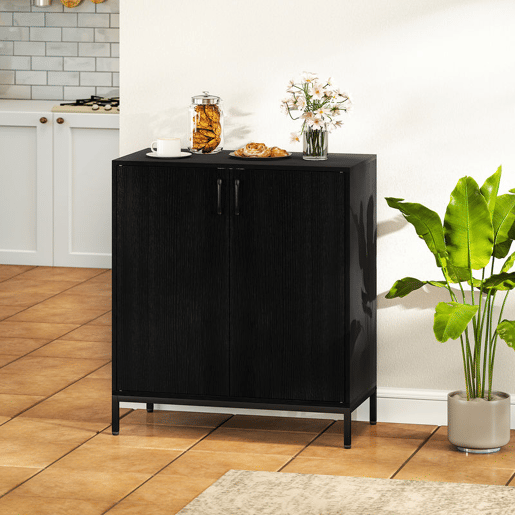 HOMCOM Aparador para Sala de Estar com 2 Portas Moderno Prateleira Ajustável e Base Elevada para Sala de Jantar Corredor Quarto, 80x40x90 cm Preto
