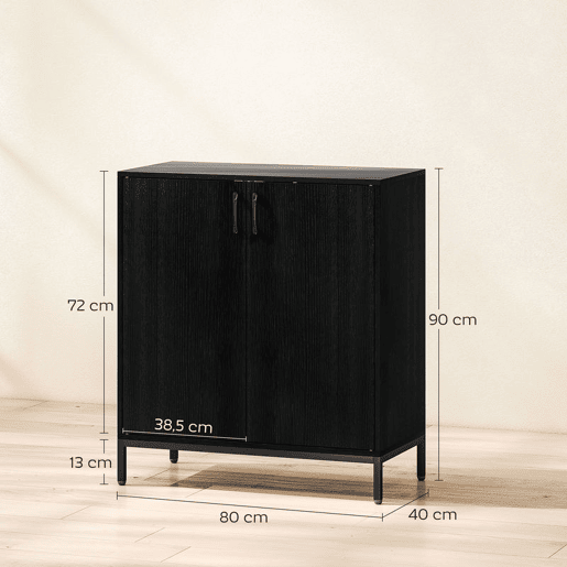 HOMCOM Aparador para Sala de Estar com 2 Portas Moderno Prateleira Ajustável e Base Elevada para Sala de Jantar Corredor Quarto, 80x40x90 cm Preto