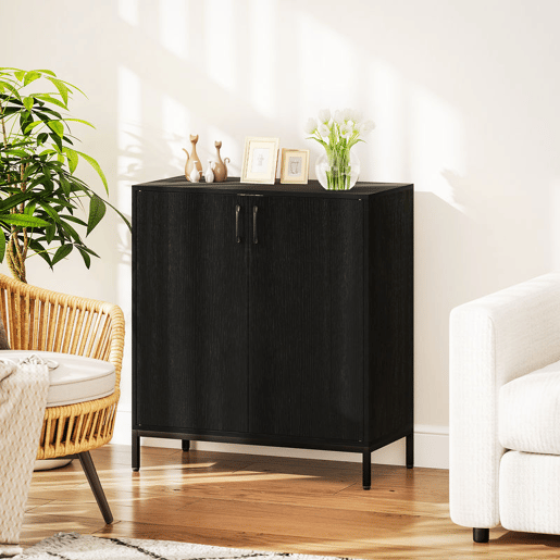 HOMCOM Aparador para Sala de Estar com 2 Portas Moderno Prateleira Ajustável e Base Elevada para Sala de Jantar Corredor Quarto, 80x40x90 cm Preto
