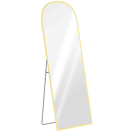 HOMCOM Espelho de Pé Espelho de Corpo Inteiro 60x165 cm Espelho de Parede com Estrutura de Liga de Alumínio e Suporte para Sala Quarto Banheiro Dourado