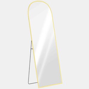 HOMCOM Espelho de Pé Espelho de Corpo Inteiro 60x165 cm Espelho de Parede com Estrutura de Liga de Alumínio e Suporte para Sala Quarto Banheiro Dourado