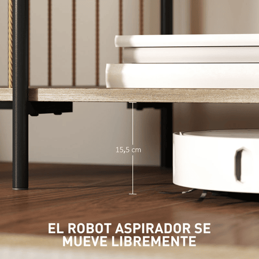 HOMCOM Móvel de TV Estilo Boémio Móvel de TV até 55 Polegadas com Detalhes em Corda de Papel e 2 Prateleiras Abertas para Sala de Estar Quarto 124x43,5x41 cm Madeira