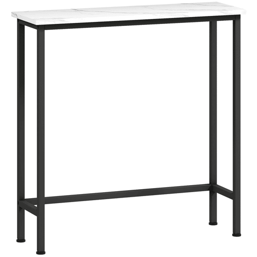 HOMCOM Mesa Consola Moderna Consola Estreita com Superfície com Efeito Mármore e Estrutura de Metal para Entrada Sala de Estar 75x24x76 cm Branco e Preto