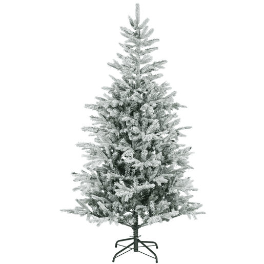 HOMCOM Árvore de Natal Artificial 180 cm Árvore de Natal Nevada Abeto Artificial com 1207 Ramos Base Dobrável e Fácil de Montar Decoração para Casa Escritório Festas Verde