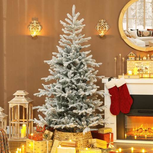HOMCOM Árvore de Natal Artificial 180 cm Árvore de Natal Nevada Abeto Artificial com 1207 Ramos Base Dobrável e Fácil de Montar Decoração para Casa Escritório Festas Verde