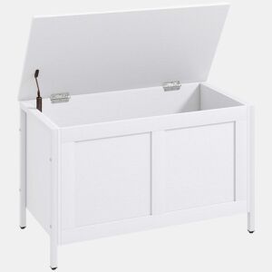 HOMCOM Baú de Armazenamento para Dormitório 95L Baú de Arrumação com Tampa Banco de Armazenamento Versátil com Dobradiça de Segurança para Corredor Sala de Estar 80x40x50 cm Branco