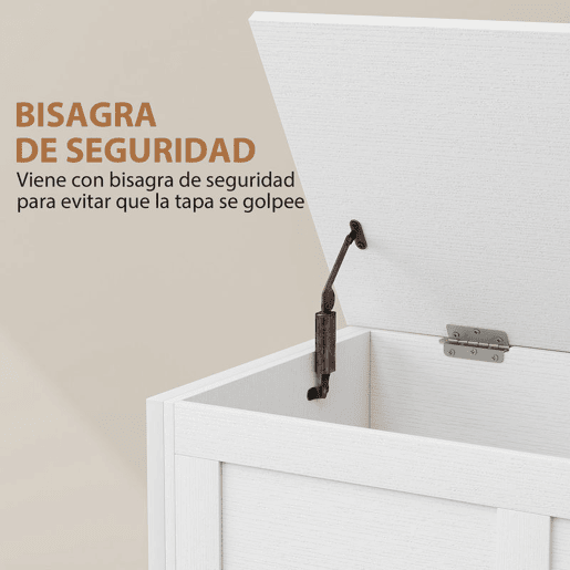 HOMCOM Baú de Armazenamento para Dormitório 95L Baú de Arrumação com Tampa Banco de Armazenamento Versátil com Dobradiça de Segurança para Corredor Sala de Estar 80x40x50 cm Branco