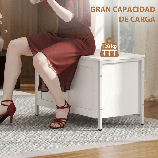 HOMCOM Baú de Armazenamento para Dormitório 95L Baú de Arrumação com Tampa Banco de Armazenamento Versátil com Dobradiça de Segurança para Corredor Sala de Estar 80x40x50 cm Branco
