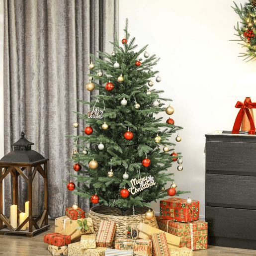 HOMCOM Árvore de Natal Artificial 150 cm Árvore de Natal com 1186 Ramos Densos Suporte Metálico Dobrável Montagem Fácil para Interior Verde