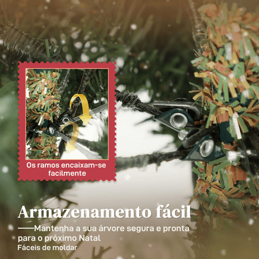 HOMCOM Árvore de Natal Artificial 150 cm Árvore de Natal com 1186 Ramos Densos Suporte Metálico Dobrável Montagem Fácil para Interior Verde